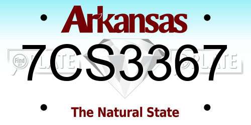 7CS3367 Arkansas License Plate