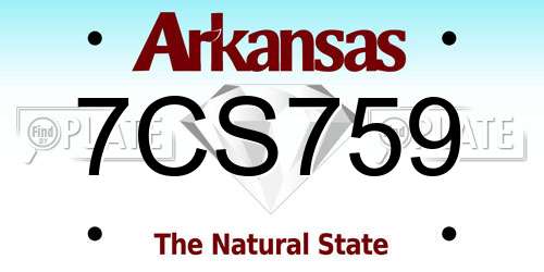 7CS759 Arkansas License Plate