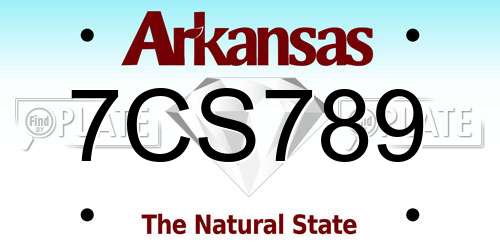 7CS789 Arkansas License Plate