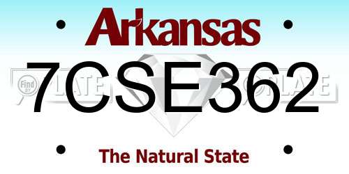 7CSE362 Arkansas License Plate