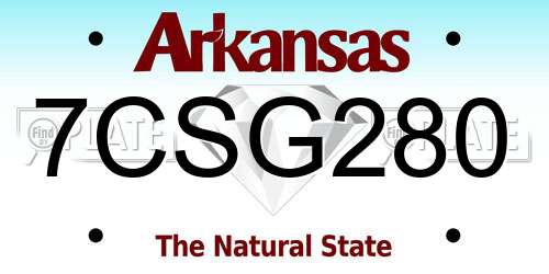 7CSG280 Arkansas License Plate