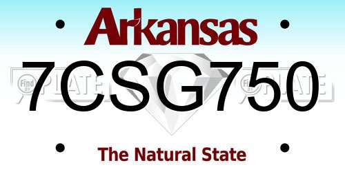7CSG750 Arkansas License Plate