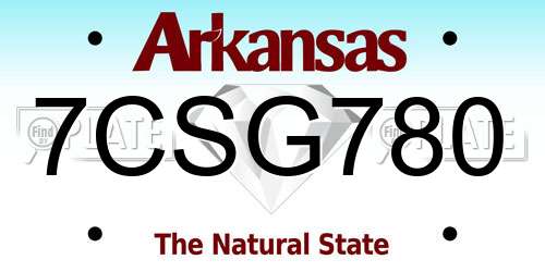7CSG780 Arkansas License Plate