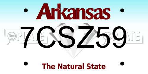 7CSZ59 Arkansas License Plate