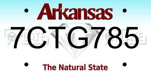 7CTG785 Arkansas License Plate