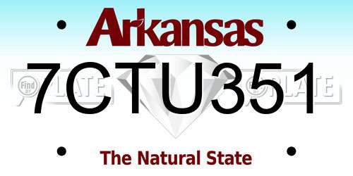 7CTU351 Arkansas License Plate