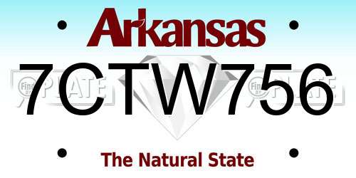 7CTW756 Arkansas License Plate