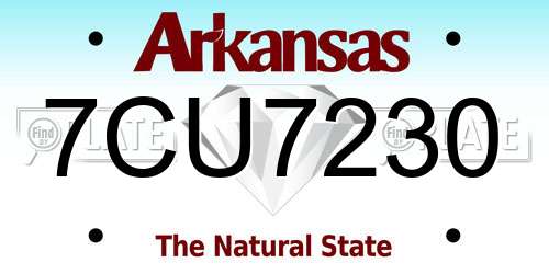 7CU7230 Arkansas License Plate