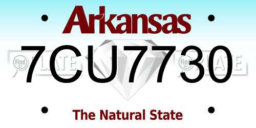 7CU7730 Arkansas License Plate
