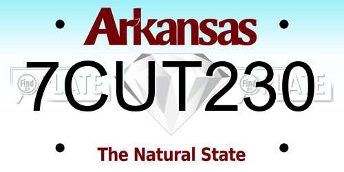 7CUT230 Arkansas License Plate