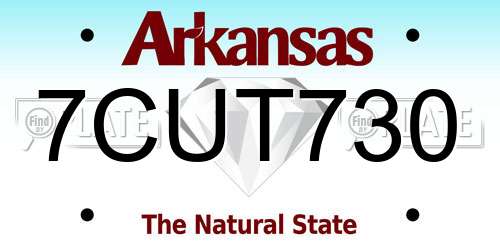 7CUT730 Arkansas License Plate