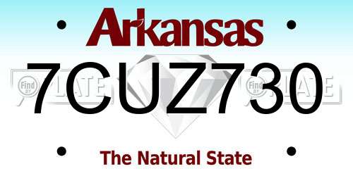 7CUZ730 Arkansas License Plate