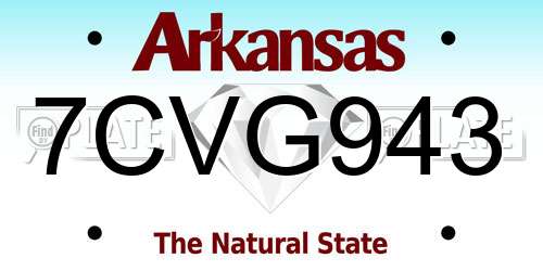 7CVG943 Arkansas License Plate