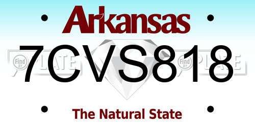 7CVS818 Arkansas License Plate