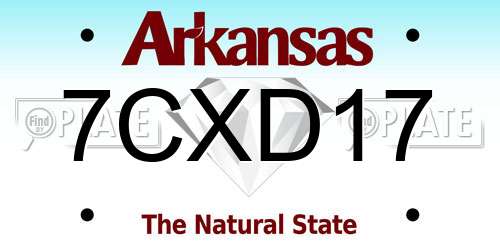 7CXD17 Arkansas License Plate