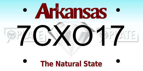 7CXO17 Arkansas License Plate