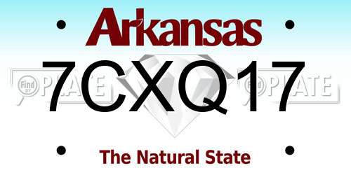 7CXQ17 Arkansas License Plate