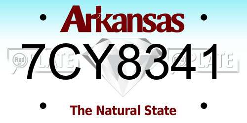 7CY8341 Arkansas License Plate