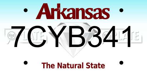 7CYB341 Arkansas License Plate