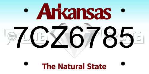7CZ6785 Arkansas License Plate