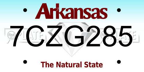 7CZG285 Arkansas License Plate