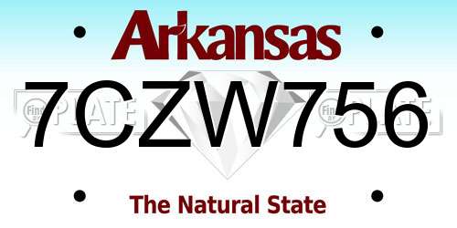 7CZW756 Arkansas License Plate