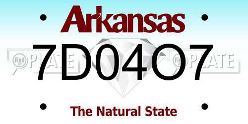 7D04O7 Arkansas License Plate
