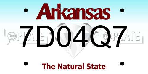 7D04Q7 Arkansas License Plate