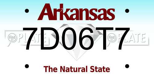 7D06T7 Arkansas License Plate