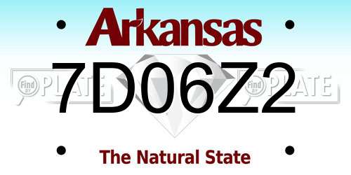 7D06Z2 Arkansas License Plate