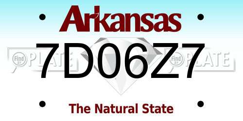 7D06Z7 Arkansas License Plate