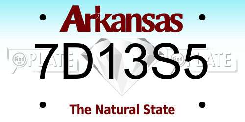 7D13S5 Arkansas License Plate
