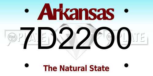 7D22O0 Arkansas License Plate