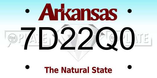 7D22Q0 Arkansas License Plate