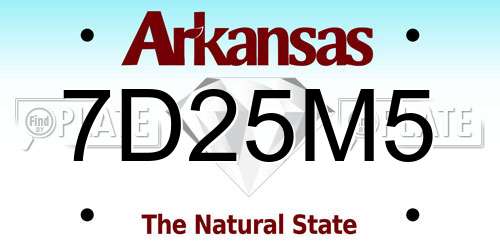 7D25M5 Arkansas License Plate