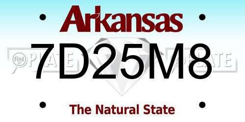 7D25M8 Arkansas License Plate