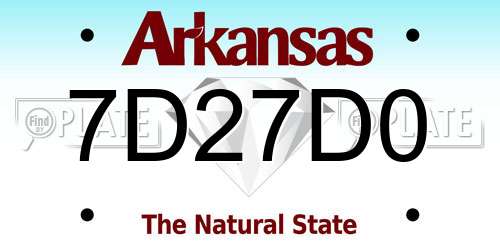 7D27D0 Arkansas License Plate