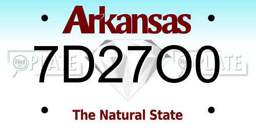 7D27O0 Arkansas License Plate