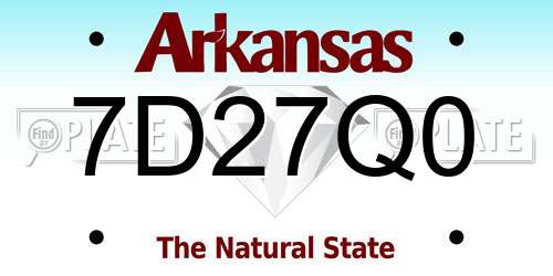7D27Q0 Arkansas License Plate
