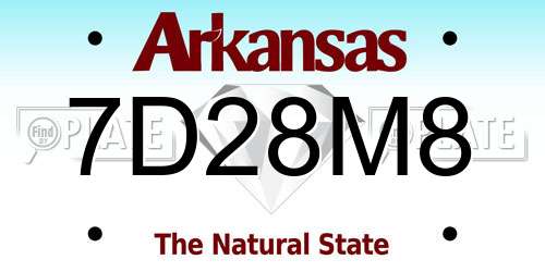 7D28M8 Arkansas License Plate