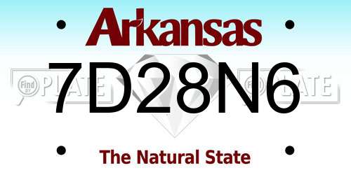7D28N6 Arkansas License Plate