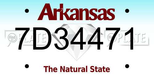 7D34471 Arkansas License Plate