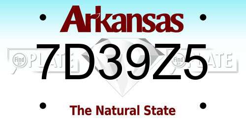 7D39Z5 Arkansas License Plate