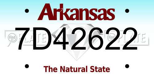 7D42622 Arkansas License Plate