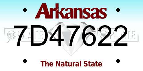 7D47622 Arkansas License Plate