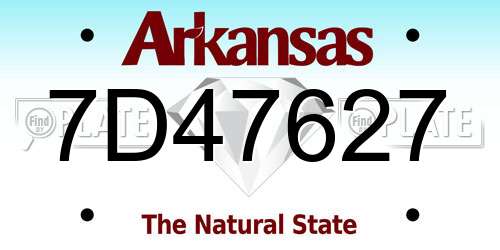 7D47627 Arkansas License Plate