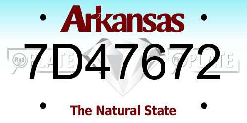 7D47672 Arkansas License Plate