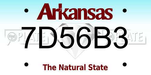 7D56B3 Arkansas License Plate