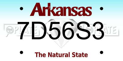 7D56S3 Arkansas License Plate