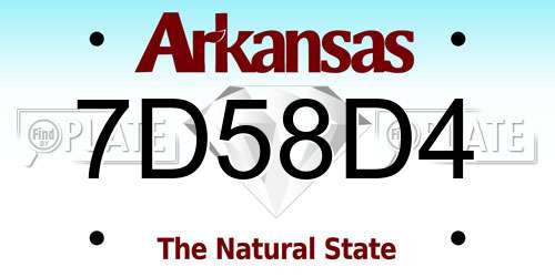 7D58D4 Arkansas License Plate